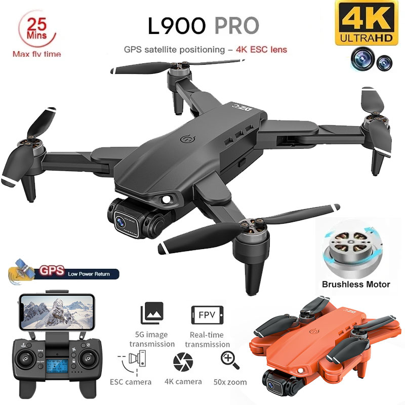 Drone Camera Night Vision - 折りたたみ式ブラシレスドローンl900プロ,GPS, 4k,HD,デュアルカメラ,5g,wifi,rc,距離1.2km,ドローン
