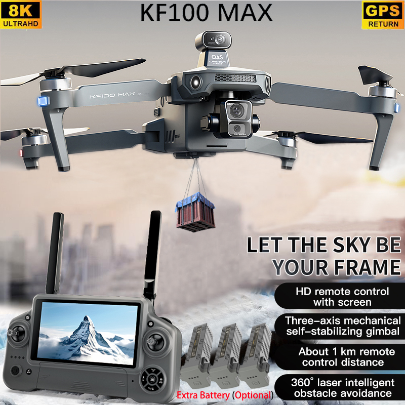 Drone Camera With Gimbal - KF100 MAX GPSドローン 4Kカメラ 3軸ジンバル WIFI障害物回避