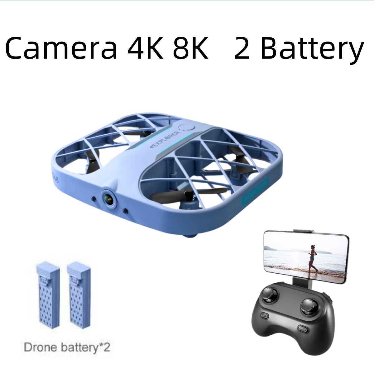 Drone Camera 4K - JJRC H107 FPV RCドローン（バッテリー2個付き）、8K/4Kカメラ搭載クアッドコプター、リモコン付きドローン、クリスマスプレゼントに最適