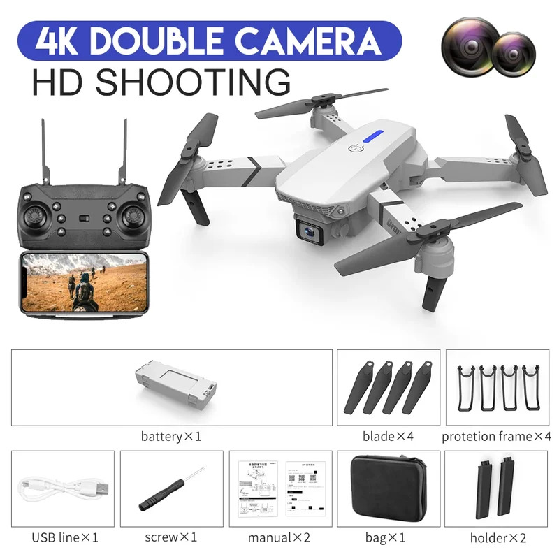 E88 Proインテリジェント折りたたみドローンは、シングル - Drone Camera Night Vision のレビューと価格